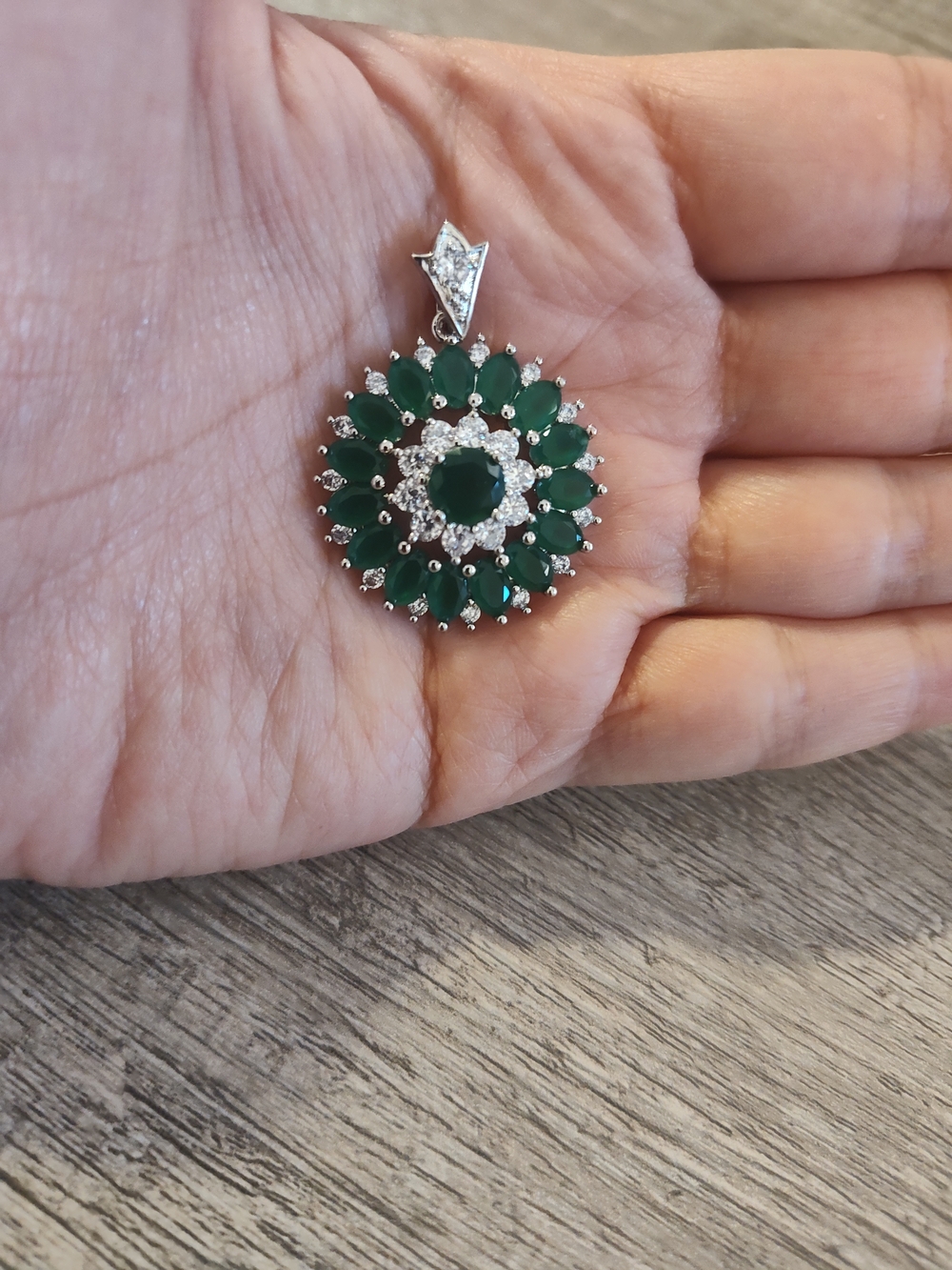 Emerald Green Halo Pendant Necklace - Elegant Women’s Jewelry